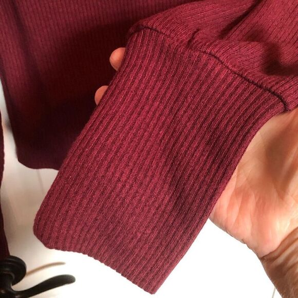 SANCTUARY - 🎉HP🎉NWT - L Sz S “Cozy Nights” Mock Neck Ribbed Top in Dark Cherry - Picture 7 of 14